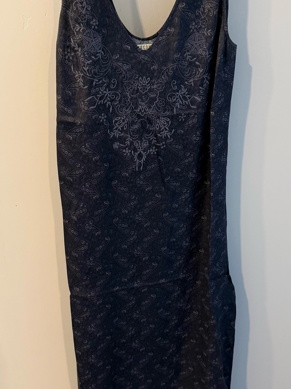 NWOT Tecovas Slip Dress Navy Patterned size M - Picture 1 of 4